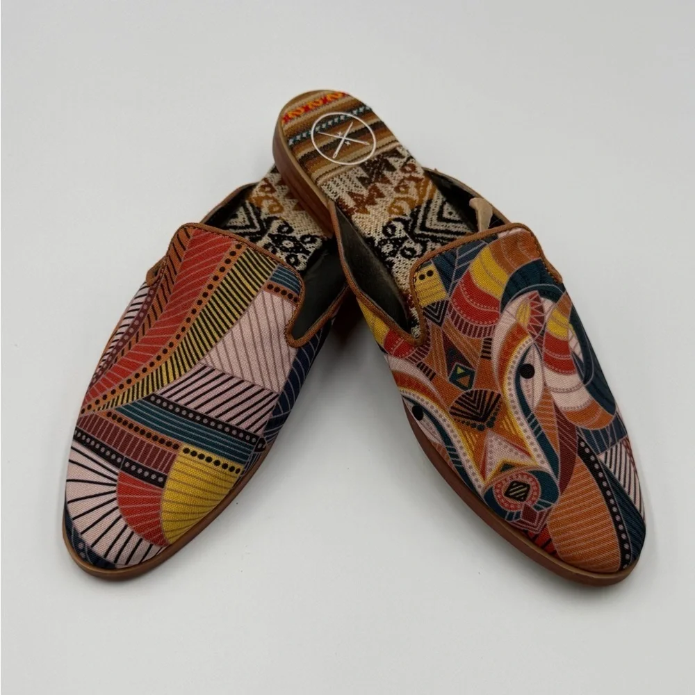 Inkkas Cyprus Bohemian Abstract Art Boho Free Spirit Closed Toe Hippie Slides 7